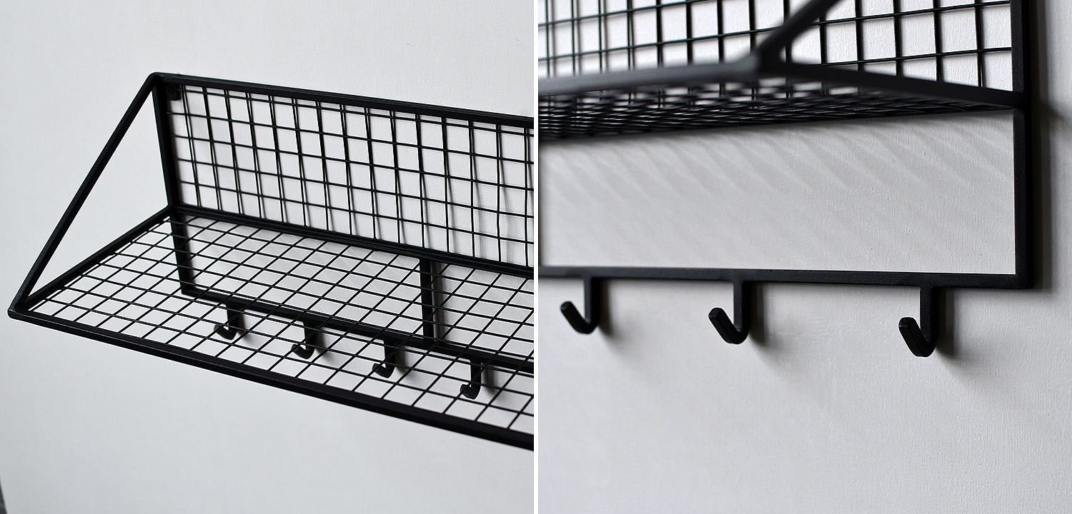 Вешалка с полкой Rhian Industrial Metal Rust Shelf Black Вешалка с полкой Rhian Industrial Metal Rust Shelf Black - Loft-Concept в Брянске