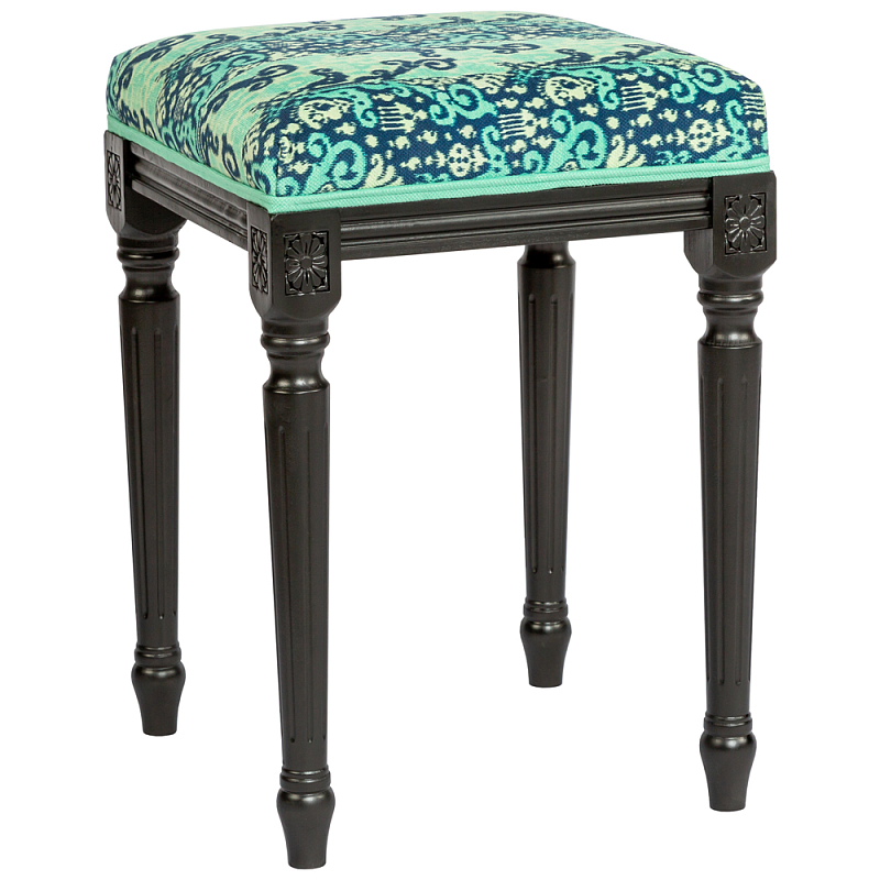 Банкетка из натурального бука Ikat Pattern Черный Бирюзовый Темно-синий в Брянске | Loft Concept 