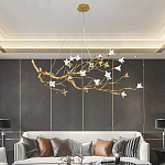 Люстра в виде золотой ветки с цветами Glass Flower Pendant Light варинант исполнения - 4 | Loft Concept в Брянске