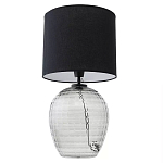 Настольная лампа с черным цилиндрическим тканевым абажуром и фактурным прозрачным основанием Black Cone варинант исполнения - 2 | Loft Concept в Брянске