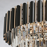 Люстра из черного металла с многоярусными подвесками из прозрачного хрусталя на золотой цепи Empire Black Chandelier Crystal варинант исполнения - 10 | Loft Concept в Брянске