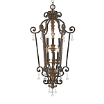 Люстра бронзового цвета с 6-ю лампами и стеклянными подвесками в классическом стиле Quoizel варинант исполнения - 1 | Loft Concept в Брянске