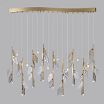 Люстра с золотистыми трубками и прозрачными стеклянными листьями на подвесах Sylva  варинант исполнения - 4 | Loft Concept в Брянске