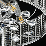 Люстра круглая на цепи цвета хром с прозрачными рельефными хрустальными пластинами Textured Glass Chandelier варинант исполнения - 7 | Loft Concept в Брянске