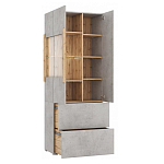 Шкаф-витрина двухдверная с фасадом цвета серый бетон Grace of Furniture варинант исполнения - 3 | Loft Concept в Брянске