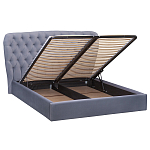 Кровать двуспальная серая с основанием из массива дерева с мягким изголовьем Velour Beds варинант исполнения - 2 | Loft Concept в Брянске