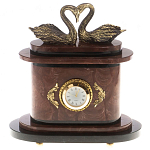 Часы настольные из натурального камня с декором в виде двух лебедей Swans Stone Clock варинант исполнения - 5 | Loft Concept в Брянске