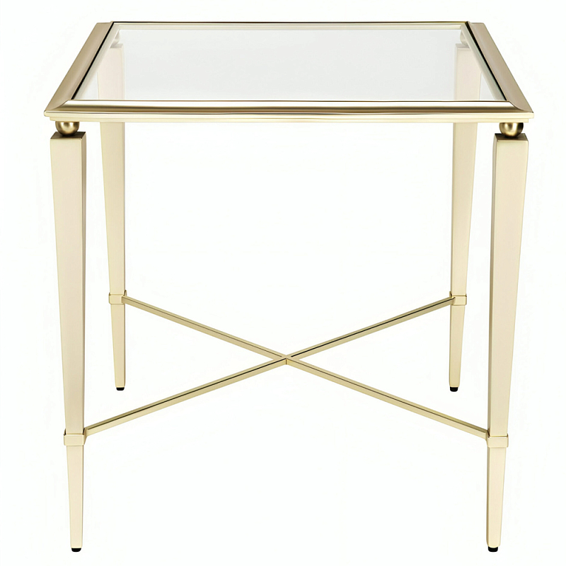 Приставной стол с квадратной стеклянной поверхностью Square Side Table Шампань Золотой Приставной стол с квадратной стеклянной поверхностью Square Side Table Шампань Золотой в Брянске | Loft Concept