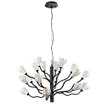 Люстра подвесная черного цвета с ветвями и белыми фарфоровыми цветами Floralis варинант исполнения - 7 | Loft Concept в Брянске