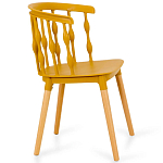 Пластиковый стул на ножках из массива бука Ferret Spiral Mustard варинант исполнения - 3 | Loft Concept в Брянске