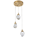 Подвесной светильник с 3-мя хрустальными плафонами Esme Crystal Brass Trio Hanging lamp варинант исполнения - 3 | Loft Concept в Брянске