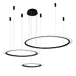 Люстра подвесная светодиодная с тремя черными кольцами и пультом управления Ring Horizontal варинант исполнения - 2 | Loft Concept в Брянске