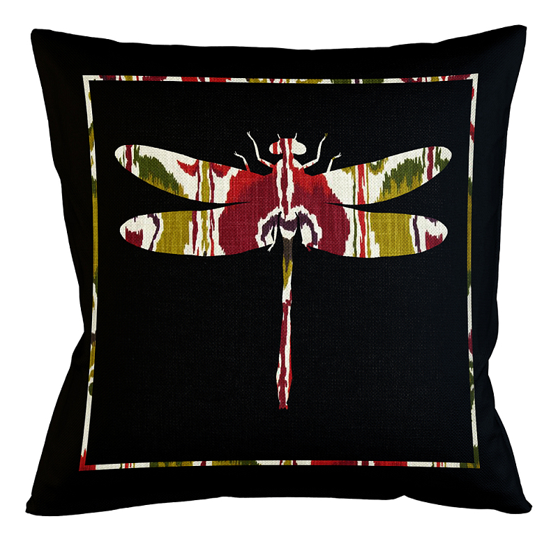 Подушка декоративная стрекоза цветной узор Ikat Pattern Мульти Бежевый Черный Подушка декоративная стрекоза цветной узор Ikat Pattern Мульти Бежевый Черный в Брянске | Loft Concept
