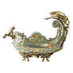 Чаша голубого цвета с оранментом и и бронзовыми фигурами леопардов Eden Garden варинант исполнения - 3 | Loft Concept в Брянске