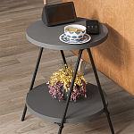 Стол приставной с 2-мя круглыми столешницами цвета антрацит ESSEL SIDE TABLE ANTHRACITE варинант исполнения - 7 | Loft Concept в Брянске