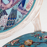 Барный стул из массива бука с изображением птиц и цветов Turquoise Beige Chinoiserie Garden Chair варинант исполнения - 3 | Loft Concept в Брянске