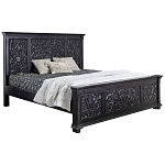 Двуспальная кровать из массива манго с резьбой Vega Grey Mango Bed варинант исполнения - 1 | Loft Concept в Брянске