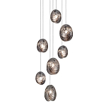 Люстра каскадная с 7-ю круглыми плафонами из рельефного стекла Disc Light варинант исполнения - 1 | Loft Concept в Брянске