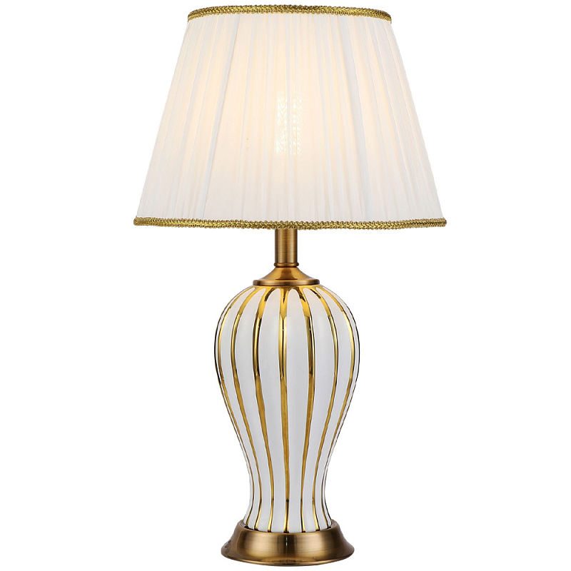Настольная лампа с абажуром Celestina White Gold Lampshade Table Lamp Белый Золотой Настольная лампа с абажуром Celestina White Gold Lampshade Table Lamp Белый Золотой в Брянске | Loft Concept