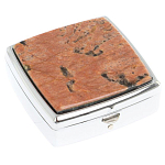 Таблетница карманная квадратная с 2-мя отделениями с зеркалом и накладкой из натурального камня Пегматит Silver Stone Pillboxes варинант исполнения - 1 | Loft Concept в Брянске