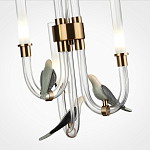 Подвесной светильник с 3-мя прозрачными изогнутыми трубками и декоративными птичками Ganthea варинант исполнения - 5 | Loft Concept в Брянске