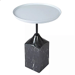 Кофейный столик с круглой столешницей и мраморным основанием Steel Reliability варинант исполнения - 2 | Loft Concept в Брянске