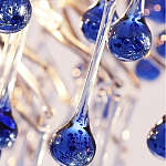 Люстра овальная с синими стеклянными подвесками в форме капель FAIRYTREE Light варинант исполнения - 2 | Loft Concept в Брянске