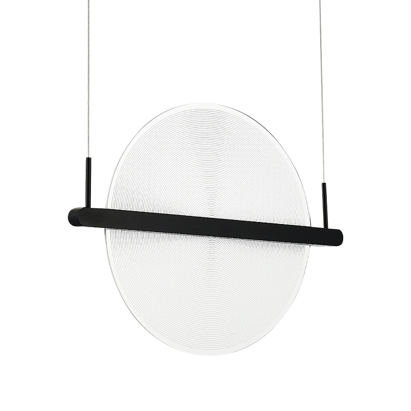 Светодиодный подвесной светильник круглой формы с металлическим черным каркасом Marble Glow Прозрачный Черный в Брянске | Loft Concept 