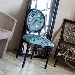Стул из массива бука бирюзовый с изображением птиц и цветов Turquoise Chinoiserie Birds Garden Chair варинант исполнения - 7 | Loft Concept в Брянске