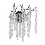 Бра цвета хром с ветвями и прозрачными стеклянными подвесками в виде вытянутых спиральных капель Droplet Chandelier варинант исполнения - 1 | Loft Concept в Брянске