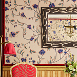 Обои с вышивкой ручной работы Flora Catherine colourway on Liso Pearl wool sateen варинант исполнения - 2 | Loft Concept в Брянске