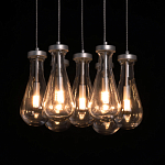 Люстра с 7-ю прозрачными плафонами из стекла в форме капли на круглом потолочном основании цвета хром Lucid Rain  варинант исполнения - 5 | Loft Concept в Брянске