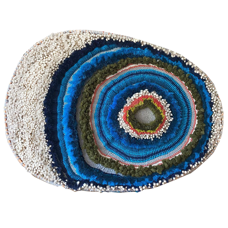 Дизайнерское вязаной Панно Синий круг Синий ivory ( слоновая кость ) в Брянске | Loft Concept 