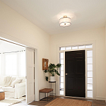 Потолочный светильник с двойным цилиндрическим плафоном из белого стекла и прозрачной органзы Kichler варинант исполнения - 11 | Loft Concept в Брянске