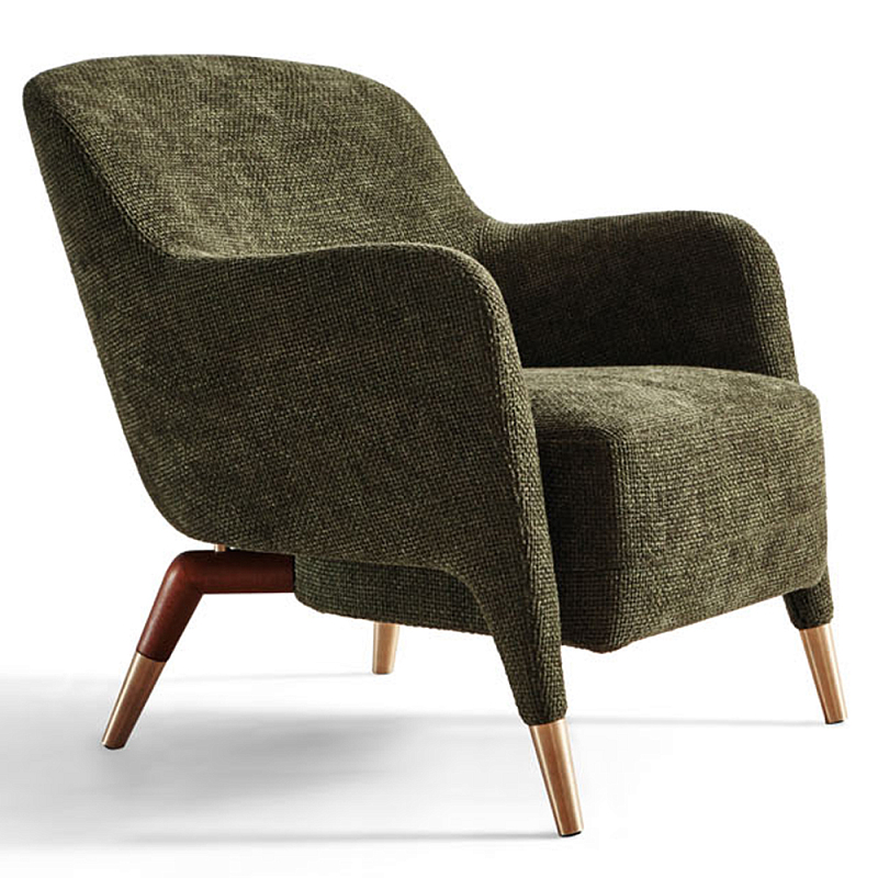 Дизайнерское кресло Gio Ponti D.151.4  Armchair Зеленый Коричневый Латунь в Брянске | Loft Concept 
