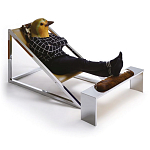 Дизайнерское кресло на металлическом каркасе с подставкой для ног Poltronova Mies Armchair варинант исполнения - 2 | Loft Concept в Брянске