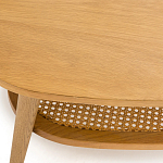 Журнальный стол из массива дуба и декором из плетеного ротанга Reyer Rattan Coffee Table варинант исполнения - 3 | Loft Concept в Брянске