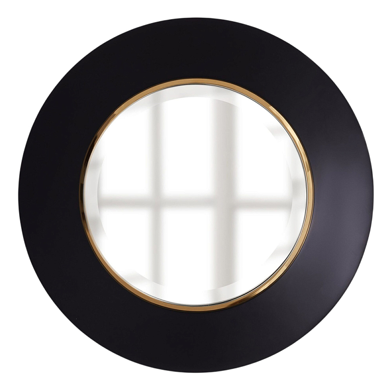 Чёрное настенное зеркало с золотым кантом Porunalia Зеркало Черный Золотой в Брянске | Loft Concept 