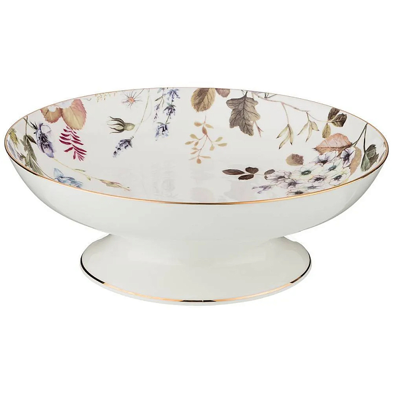 Ваза фарфоровая белая на ножке с рисунком цветов Garden Whisper Porcelain Set Белый Мульти Ваза фарфоровая белая на ножке с рисунком цветов Garden Whisper Porcelain Set Белый Мульти в Брянске | Loft Concept