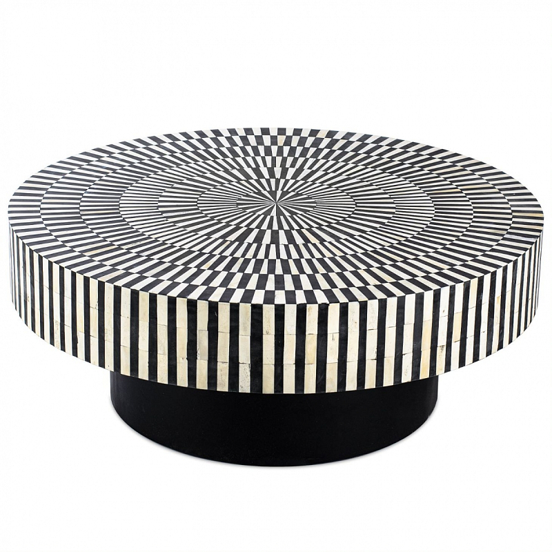 Журнальный стол Round Indian Bone Inlay coffee table Черно-белый в Брянске | Loft Concept 