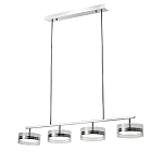 Люстра светодиодная с 4-мя круглыми прозрачными плафонами цилиндрической формы из акрила и стекла с пультом для регулировки света Glass Lamp Chromium варинант исполнения - 1 | Loft Concept в Брянске