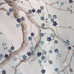 Обои ручная роспись Plum Blossom Inky Hokusai on Sterling Silver gilded silk варинант исполнения - 1 | Loft Concept в Брянске