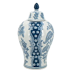 Ваза с крышкой и голубым цветочным рисунком 37 см Blue & White Ornament варинант исполнения - 2 | Loft Concept в Брянске