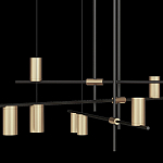 Люстра с 9-ю цилиндрическими плафонами цвета латунь TRIBES CHANDELIER варинант исполнения - 3 | Loft Concept в Брянске