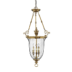 Подвесной светильник латунный с рифленым прозрачным плафоном и тремя свечеподобными лампами в классическом стиле Hinkley варинант исполнения - 1 | Loft Concept в Брянске