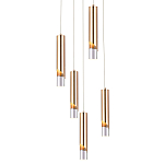 Подвесной светильник Metal Acrylic Tube Five Gold Hanging Lamp варинант исполнения - 1 | Loft Concept в Брянске