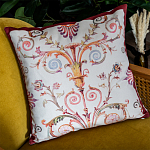 Декоративная подушка бежевая с растительным орнаментом Raffael Floral Beige Red Cushion варинант исполнения - 3 | Loft Concept в Брянске