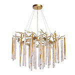 Люстра подвесная золотого цвета с разветвленными ветвями и прозрачными стеклянными подвесками Droplet Chandelier варинант исполнения - 2 | Loft Concept в Брянске