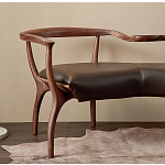 Кушетка с деревянным каркасом и сиденьем из коричневой натуральной кожи Moon Walnut Furniture варинант исполнения - 1 | Loft Concept в Брянске