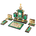 Настольный письменный набор из малахита и долерита с декором в виде герба России Leader Organizer варинант исполнения - 2 | Loft Concept в Брянске